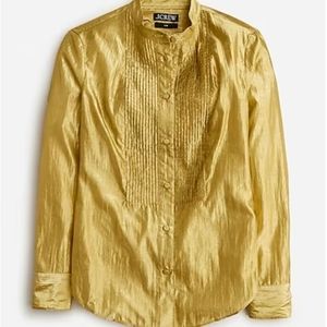 J.Crew's Slim-fit tuxedo shirt in gold lamé